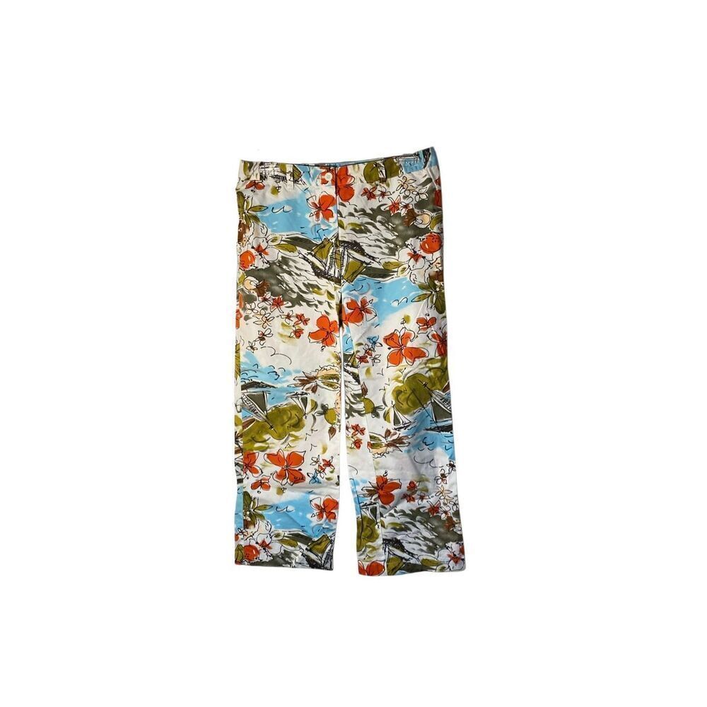 Casual corner women’s 100% cotton tropical cropped vintage pants 2